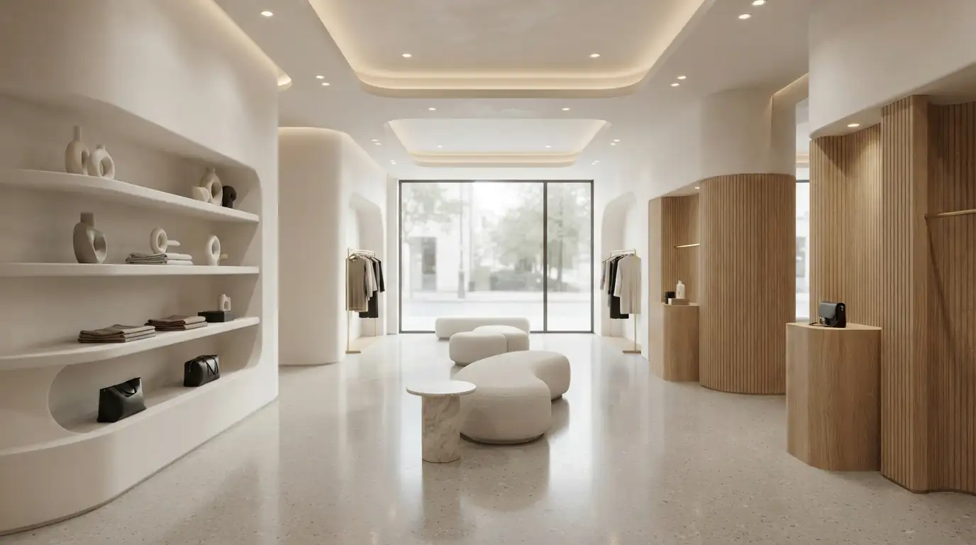 Bright modern luxury commercial boutique interior