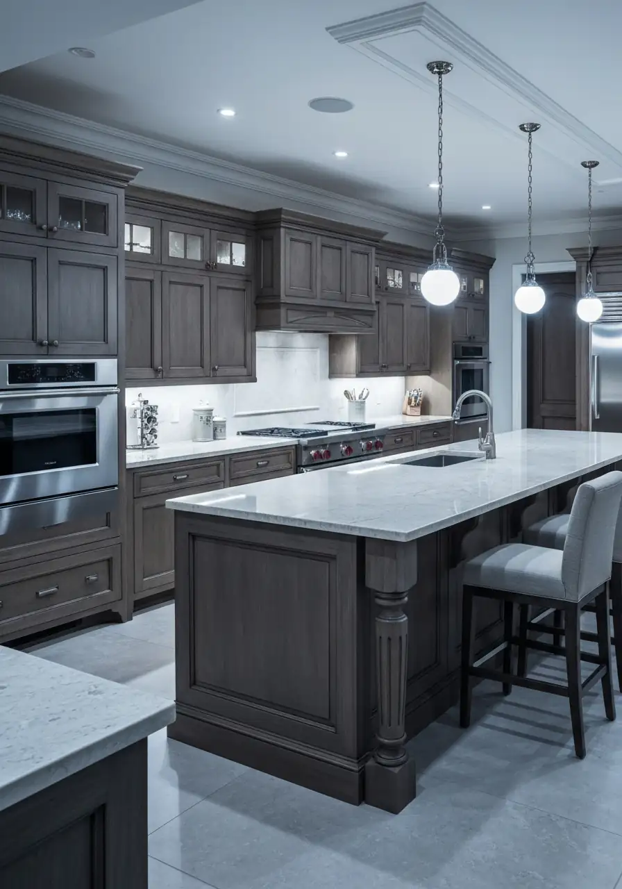 Refinished kitchen cabinetry with smooth sprayed finish